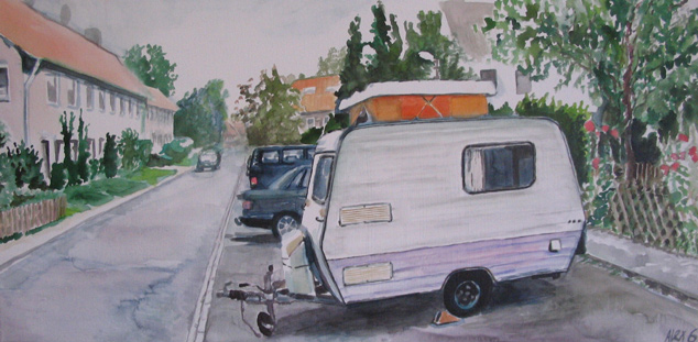Bockelsberg  Aquarell auf Leinwand 40 x 80 cm 2006