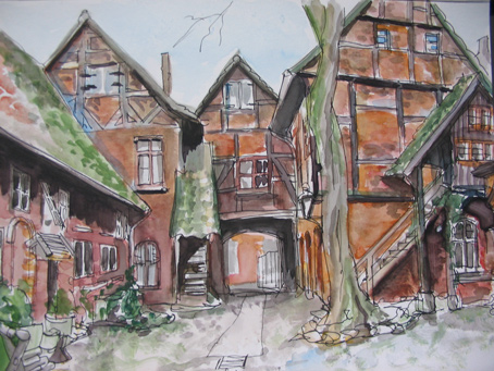 hof2  Aquarell auf Papier 20 x 30 cm 2006 