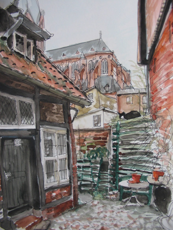 Hof1  Aquarell auf Papier 20 x 30 cm 2006