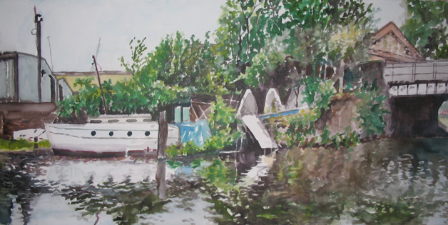 Regentscanal  Aquarell auf Leinwand 40 x 80 cm 2006