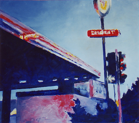Tankstelle  Öl auf Leinwand 70 x 80 cm 2005